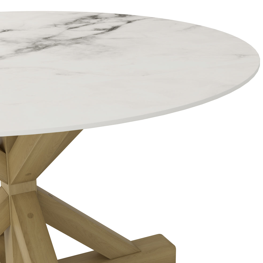 Napa Latte Wood & White Marble Round Dining Table | 4 Seater